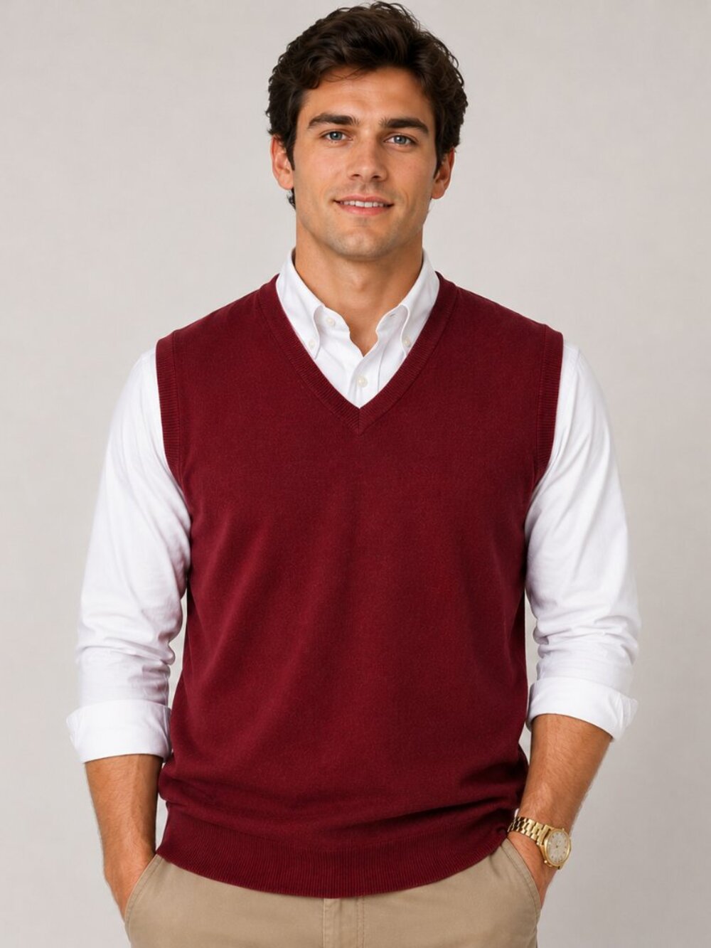Izod Men's Maroon Sweater Vest Size Medium Cotton, Acrylic, Nylon, Wool Blend